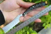 1 stks 2021 Damascuss Razor-T Folding Mes Damascus Steel Tanto Point Blade Ebony Handvat EDC Pocket Messen met ZIP Nylon Case