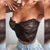 Bustiers Corsets Noir Blanc Dentelle Corset Crop-Bra Tops Femmes Summer Party Voir à travers Sexy Bustier Front Hook Q51