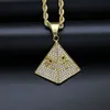 Collar de hip hop Pirámide Ojo de Horus Ankh Collares pendientes para mujeres y hombres Color dorado Iced Out Bling Joyería del Antiguo Egipto 9377720