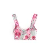 Chu Sau Beauty Fashion Casual Floral Print Sling Crop Topy Kobiety Sexy Głębokie V-Neck Bez Rękawów Bez Backless Letnie Panie Bluzki 210508