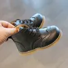 COZULLAA Niños Otoño Unisex Clásico Botas con cordones Brogue Zapatos de cuero Niños Niñas Niños Tobillo Tamaño 21-30 211227