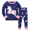 Barn Unicorns Girls Pyjamas Sets Utskrift Pyjamas Baby Sleepwear Bomull Nattkläder Homewear Cartoon Toddler Barn 210529