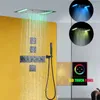 매트 블랙 욕실 샤워 세트 50x36 CM LED 온도 조절 욕실 원자화 강우 시스템 핸드 헬드