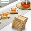 Bandejas de madera de bambú para bandejas de té 7cm * 7cm creativo chino taza cóncava Mat Natural 1pc 100% gran oferta