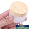 1PCS 5g 10g 15g 30g 50g Frost Glass Bottle Plastic Bamboo Lid Glass Jar Empty Bottle Cream Jar Cosmetic Packaging Container Factory price expert design Quality Latest