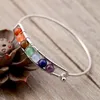 Metal Wire Wrapped Semi-precious Stone Bangle Bracelet With 7 Color Chakra Energy Factory Jewelry Charm Bracelets3276