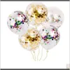 Event Festive Supplies Home GardenConfetti da 12 pollici Ellisse Balloon trasparente in oro rosa in oro rosa Crumb in lattice palloncini decorazione per feste drut d d D