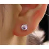 Boucles d'oreilles Platinum solides PT950 0.5ct / Pièce Quatre végéts Solitaire Diamond Ear Bijoux pour Lady Belle fiançailles