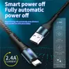 2.4A Smart Power-Off Data Cable Fast Charge Protection Mobile Telefonsladd för Android Micro USB Typ C-kabel Full Automatisk kraft Ny