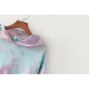 HSA Bluzy krawat Dye Bluza Kobiety Z Długim Rękawem Multicolor Sznurek Modny Koreański Styl Causal Luźny Chic Pull 210417