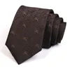 7см коричневый галстук джентльмен животных жаккарда S высокое качество моды формально для мужчин деловой костюм работы галстук с подарочной коробкой