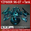 바디 키트 Yamaha Yzf600R Thundercat Yzf 600R 600 R 1996-2007 Bodywork 86no.172 YZF-600R 96 97 98 99 00 01 YZF600-R 02 03 04 05 06 07 OEM 페어링 + 탱크 커버 광택 시안 색