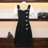 Sommar svart klänning för kvinnor vintage kinesisk stil kort ärm en linje klänningar kvinnlig kläder 210428