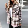 Jaquetas femininas 2021 Lattice Vintage Cópia Jaqueta Mulheres elegante lapela solta fileira botão para baixo camisa casual outono cardigan