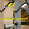 Lâmpada solar ao ar livre 180cob alto brilhante pir movimento de movimento luzes de rua à prova d 'água montagem de parede luz com remoto para jardim