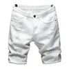 2020 Sommar New Mäns Ripped Denim Shorts Classic Style Black White Fashion Casual Slim Fit Short Jeans Man Brand X0628
