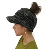 Berets Winter Warm Knit Messy High Bun Hats Visor Cap Outdoor Circle Scarves