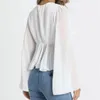 Foridol flare sleeve white chiffon blouse shirts women autumn winter v neck ruffle pelpum sheer blouse crop tops tie front top 210415