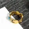 Mode kvinnor rostfritt stål ringdesigners luxurys mässing ringar högkvalitativa bokstäver blomma smycken 6-8305o