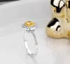 Ring aus massivem 925er-Sterlingsilber, luxuriös, 6 mm Karat, gelber Diamant, passend für Damen, Party, Modeschmuck, J-486302j