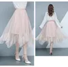 jupes femme ete faldas mujer moda jupe frauen rock saias midi para as mulheres rosa mesh hohe taille 4978 50 210427