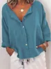 Jocoo Jolee Women Vintage Long Sleeve Linen Loose Blouse Elegant Office Lady Casual Solid Button Shirts Streetwear Tops Tunic 210619