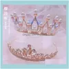 Hårsmycken smycken klämmer Barrettes Sweet Princess Crown Headdress europeisk stil Retro Pearl Butterfly Rhinestone Girl Aessory Win