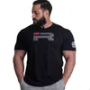 Svart Gym T-shirt Män Fitness Bodybuilding Skinny BomullT-tröja Manlig träning Kortärmad Tees Toppar Sommar Casual Tryck Kläder G1222