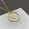 Big Round Pendant Necklace Hollow Letter Neckwear Fashion Chic Gold Plated Jewelry Simple Casual Necklaces