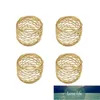 Practical 4 Pcs Alloy Mesh Napkin Rings Golden Holder Adornment Exquisite Household Napkins Set For Wedding Dinner