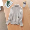 Fall Winter Women's Wool Twisted Thick Solid Color Knitted Bottoming Tops Female Fashion Turtleneck Cashmere Casual Sweater 210520