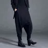 2022 Spring Fashion Black High Waist Elastic Pockets Patchwork Casual Woman Full Length Harem Pants SA155 211218