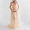 Maternity Dresses Pleated Women Off Shoulder Pregnants Sexy Photography Ruffled Nursing Long Dress Vestido Baby Shower Dress Y0924