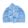 2021 mignon bébé enfants couleur unie perle chapeau Turban enfants élastique casquettes mode chapeaux fête décor cheveux accessoires