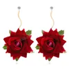 Statement Korean Sweet Fabric Flowers Long Dangle Earrings For Women Vintage Large Gold Metal Flower Earrings Jewelry