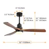 US Stock Black Wood Ceiling Fan With Lights,3 Wood Fan Blade Ceiling Fans,Noiseless Motor,Solid Walnut and Matte KBS-5247