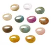 12PCS 2021 Trendy Colorful Transparent Geometry Arc Circle Resin Pattern Acrylic Rings for Women Girls Jewelry Gifts