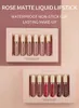 6 Pçs / conjunto Rose Matte Líquido Batom Conjunto Nude LipGloss Não-Stick Copo Impermeável Longa Lábio Lábio Maquiagem De Maquiagem Embalagem 20Sets / lote DHL