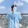 Женские толстовки для толстовки Kawaii уши капюшон розовые молния толстовка Harajuku забавный медведь вышивка милые вершины 2021 корейская мода