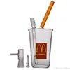 Bonitos mini copos de vidro bongos narguilés McDonald Cup plataformas de petróleo acessórios para fumar narguilé cachimbos de água borbulhador 14 mm 8,1 polegadas