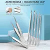 Ansiktsvårdsenheter Steamstainless Steel Facial Acne Blackhead Remover Needles Extractor Pimple Blemish Comedone Removal Kit Double Head Tool 220225