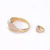 Bangle Luxury Fashion Multi-Color Stor Modell Armband med Ring Koppar Full Zircon Smycken Dubai Bröllop Kvinnors Gåva B1136