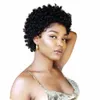 Afro Kinky Curly Full Made Made Peruki Krótkie Pixie Cut Human Włosy Żadne Koronki Przodu Peruki Dla Czarnych Kobiet Curl Wig