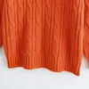 Kvinnors tröjor Kvinnors vinter 2022 Casual Female Turtleneck Pullover Tops Lone Sleeve Sticked tröja Orange Women kläder