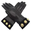 Fem fingrar handskar vinter damer handled mode getskinn svart varm äkta körning läder motorcykel ridning poäng fingerull l