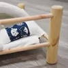 上昇したペット猫のベッドの取り外し可能な寝袋ハンモックベッドラウンジャーの木製の猫の家の冬の暖かいペットベッドのベッドのベッド小さな犬のソファーMat 2101006