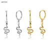 Andywen 925 Sterling Zilver Goud Kleine Snake Hanger Pendiente Drop Earring Crystal CZ Zirkoon Piercing Fijne Sieraden 210608