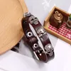 Gioielli punk Vintage pelle bovina intrecciata Bracciale catena transfrontaliera nuova fibbia per cintura regolabile con teschio da uomo personalizzato