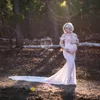 Zwangerschapsfotografie Lange jurk Lange trein Babyshower Chiffon Jurken Slipband Zwangerschapsfotoshoot Jurk van rekbaar katoen
