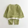 Bear Leader Koreansk Baby Cotton Kinting Kläder Ställer Barn Boys Girls Spring Autumn Loose TrackSuit Pullovers Toppar + Byxor 2st G1023